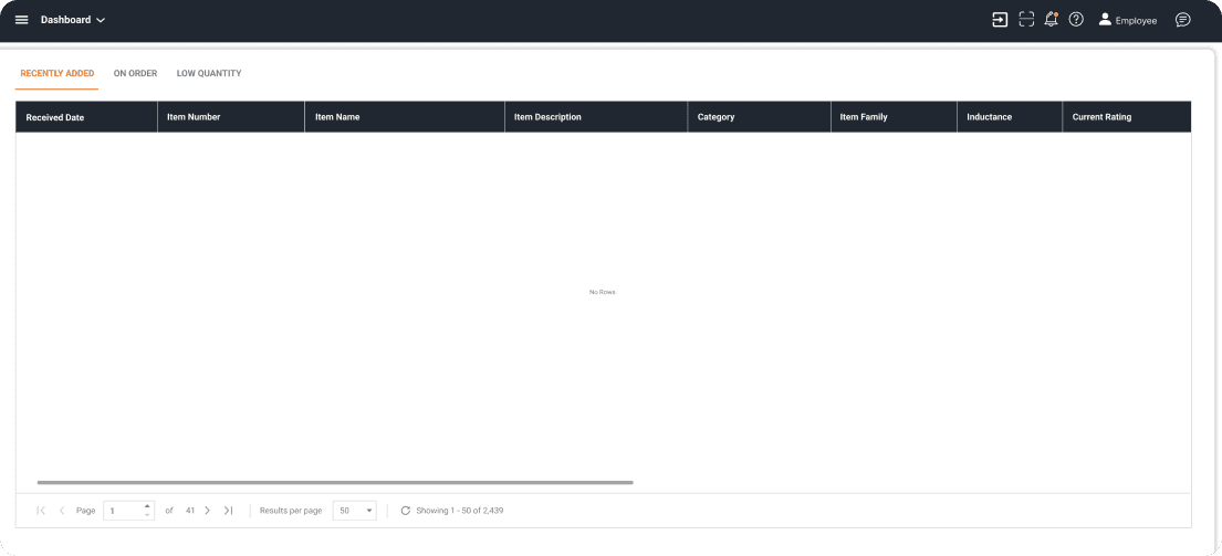 Recently Added dashboard view