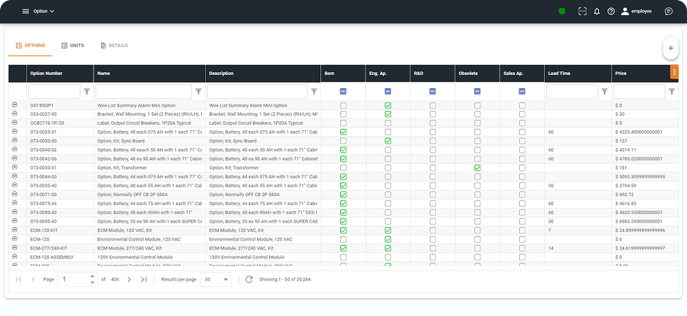Option list