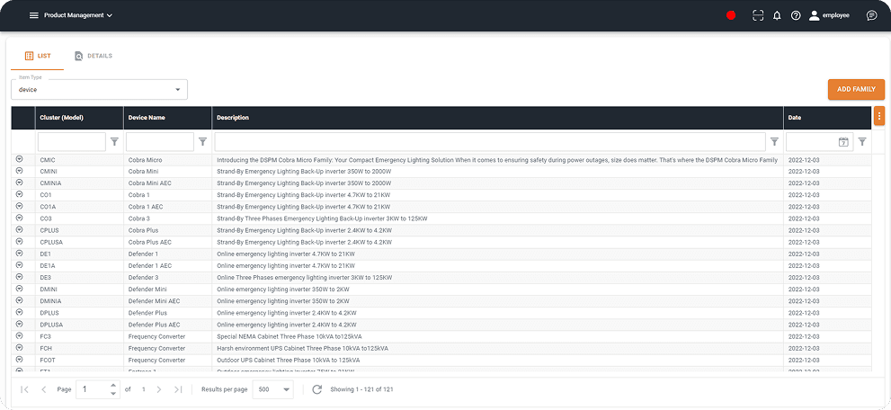 Product management list